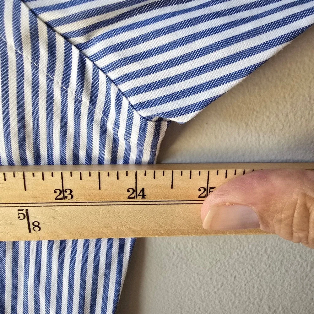 Ralph Lauren Yarmouth Button Down Shirt Mens Blue White Stripe 15.5 32/33 Cotton